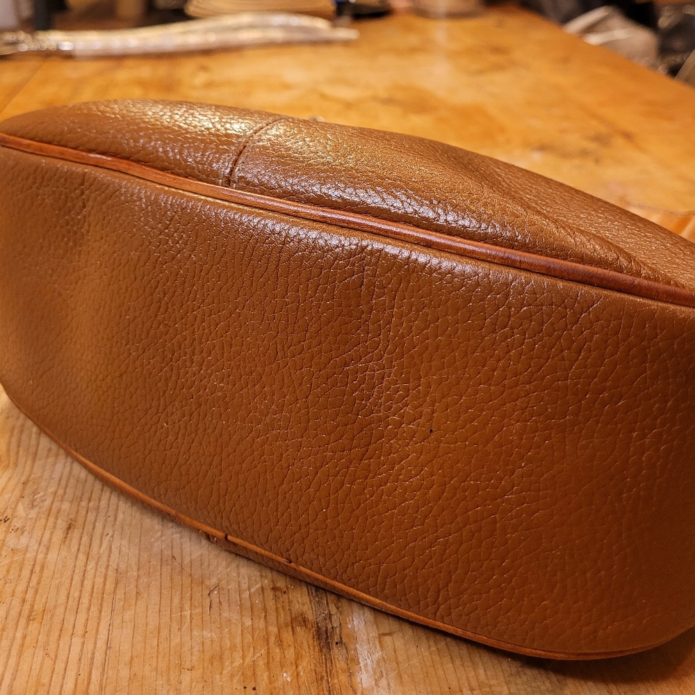 Dooney & Bourke Shoulder Cognac Pebbled Leather Hobo Bag - Picture 4 of 5